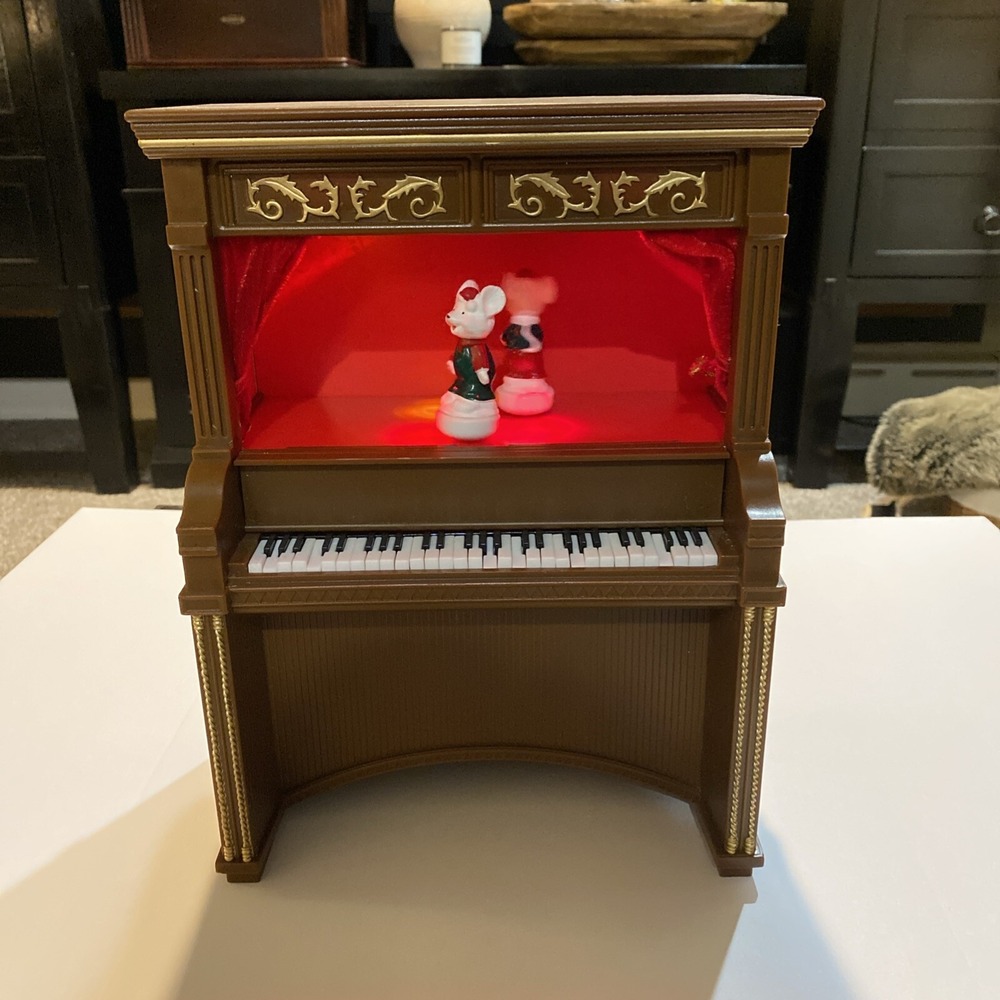Magic Holiday Animatronic Toy Piano Twirling Mice Christmas Rare